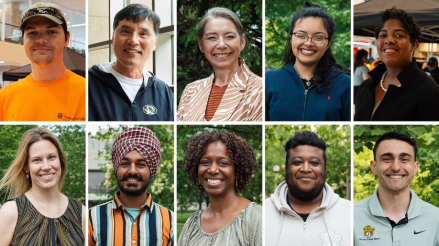 Headshot photos of ten university employees (two rows of five); 